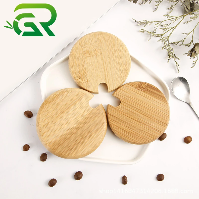 Custom your logo eco friendly wood jar cover candle lid square round bamboo cup wooden lids for storage bottle