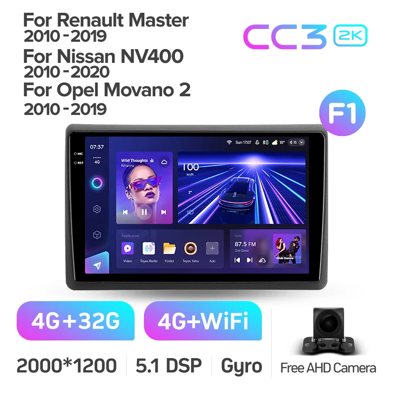 Автомобильный DVD-плеер tyes CC3 2K для Renault Master 2010 - 2019 10-дюймовый автомобильный Радио с камерой Revere