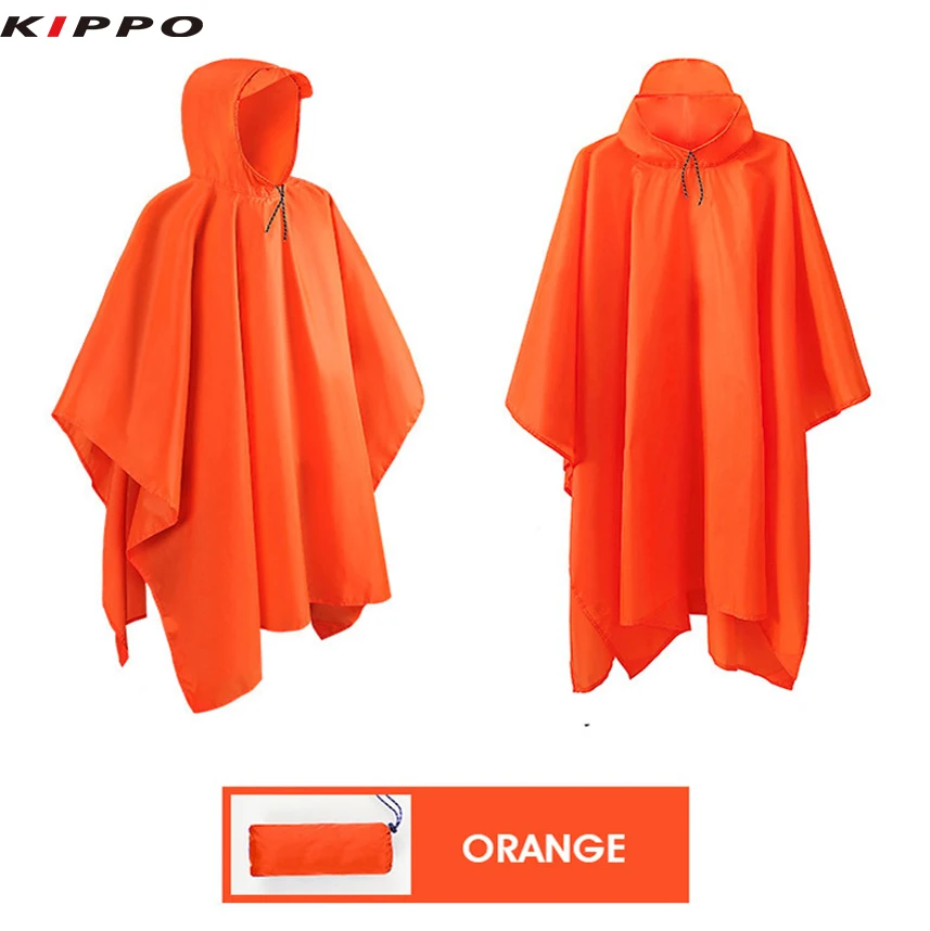 Kippo 3in1 outdoor poncho 210T polyester PU coating tourist trekking poncho Mountain Fishing poncho Raincoat