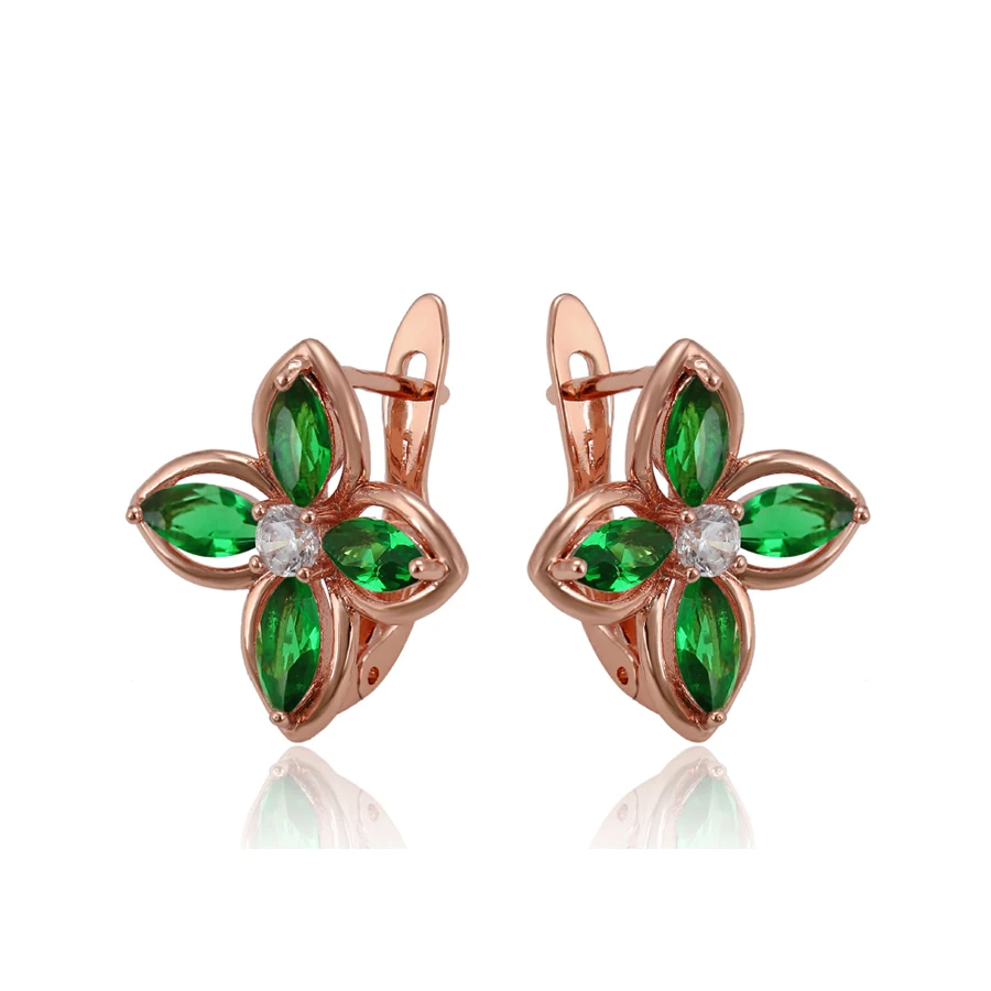 92018 Xuping Fashion Color Women Jewelry Latest Fashion Rose Gold Plated  flower Earring