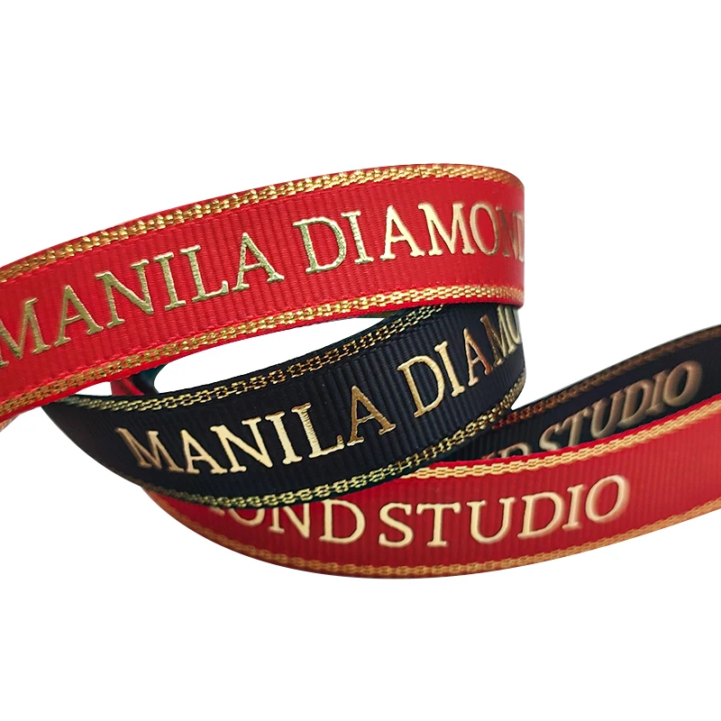 Wholesale Custom 3D Printed Satin Ribbons Rose Gold Foil Grosgrain for Gifts for Personalized Decorations