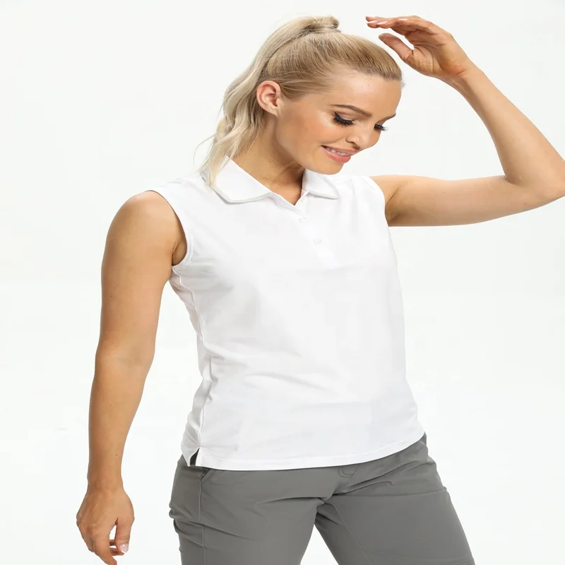 Hot Sale Women Sleeveless Plain Golf Polo Shirt Ladys Tops Sport Polo Shirts Womens Golf Shirt