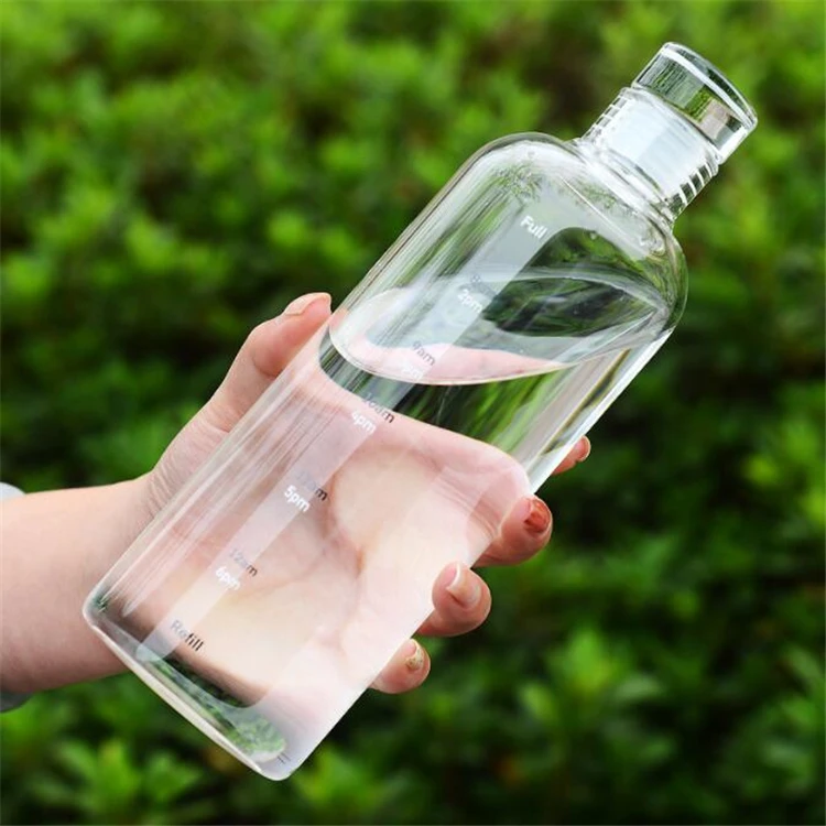 Manufactured Sublimation Blank Crystal Custom BPA Free Wholesale Drinking 1L Time Stamp Maker Borosilicate Glass Water Bottle