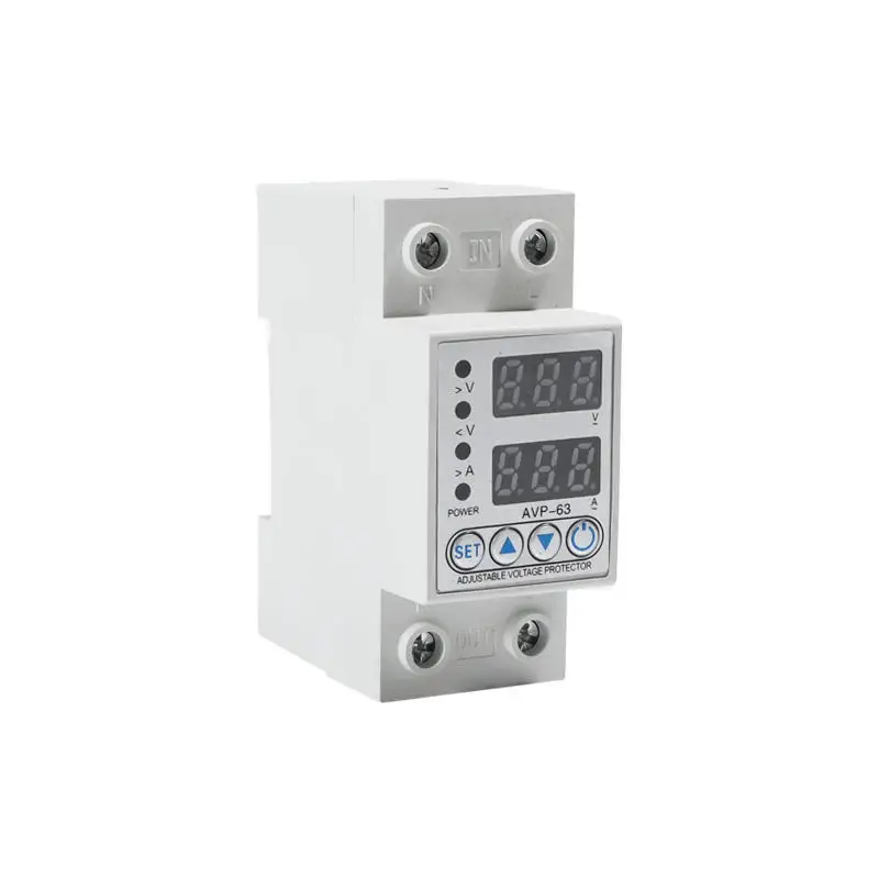 230V 63A Adjustable Home Usage Voltage and Current Protector Digital LCD Voltage Protection Relay with Over Voltage Protection