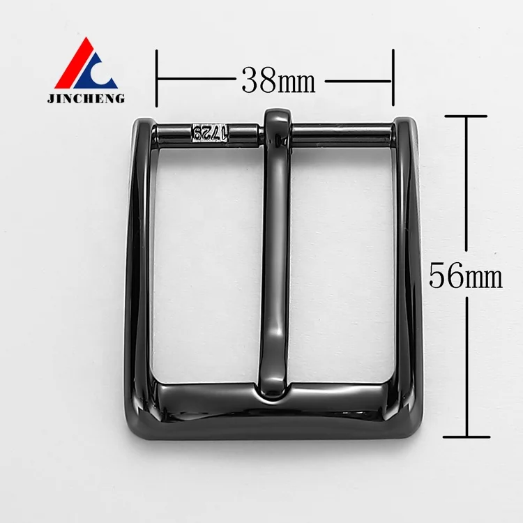 Custom logo belt buckle bright black 38MM metal belt buckle wholesale pin buckle