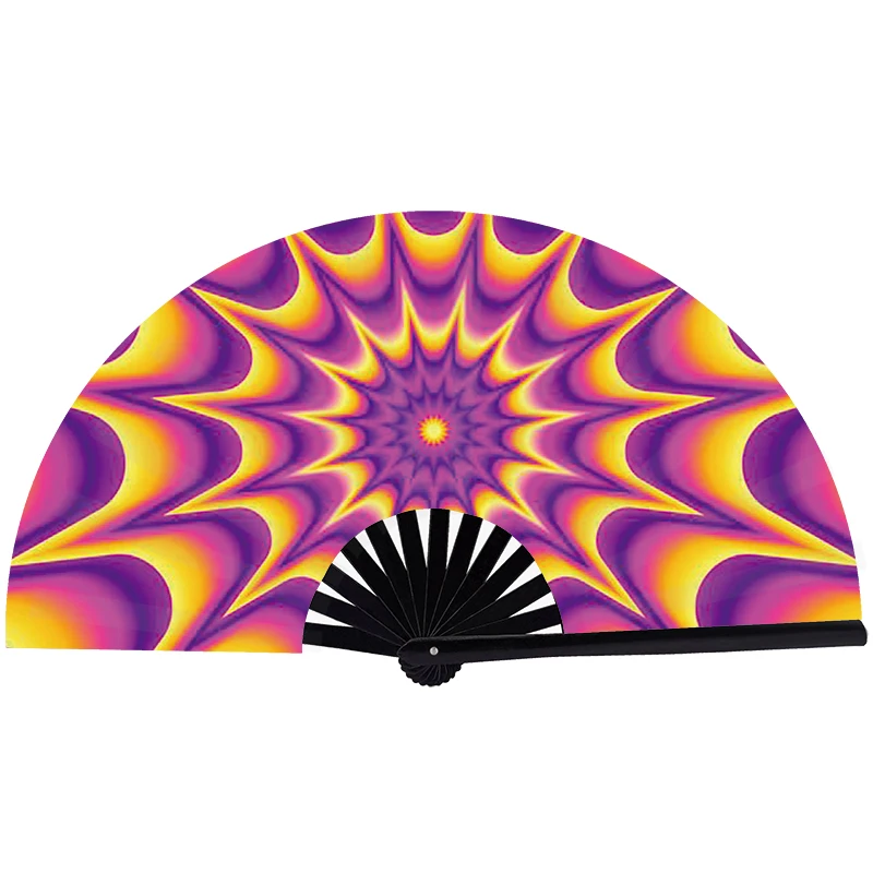 Personalized large UV reflective plastic bamboo hand fans party fan hand folding custom hand fan for concert