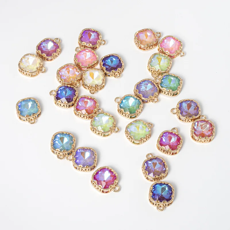 Popular Heart Square Diamond Mini Cute Micro Inlay Red Zircon Charms Crystal Jewelry Pendant for Earrings Bracelet Necklace