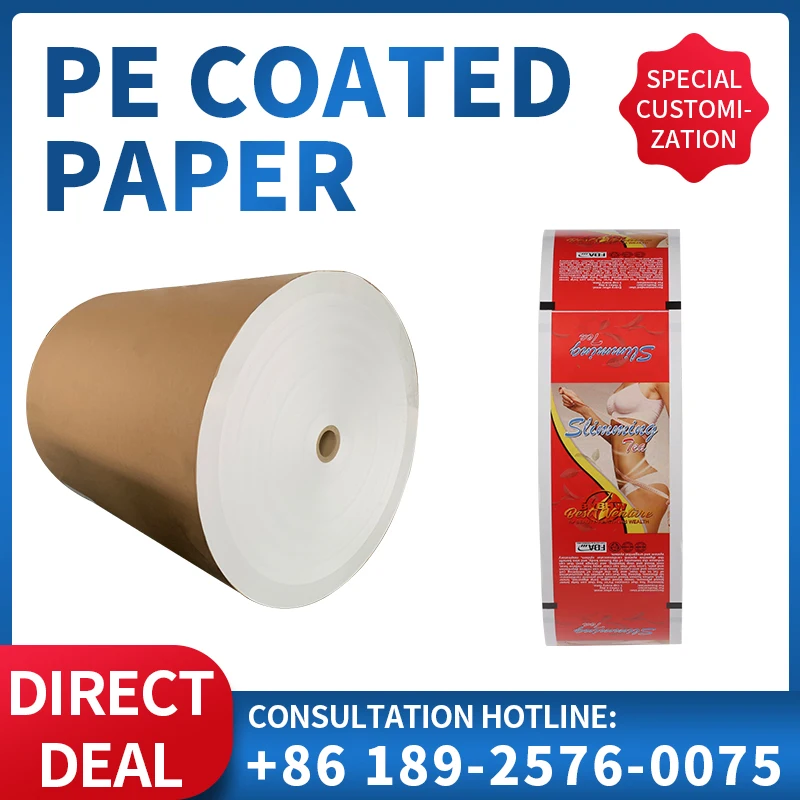 
Wholesale Heat Seal PE Coated Paper Roll Peacock Wood Gsm Style Pulp Weight Material Virgin Product brown kraft coated paper 