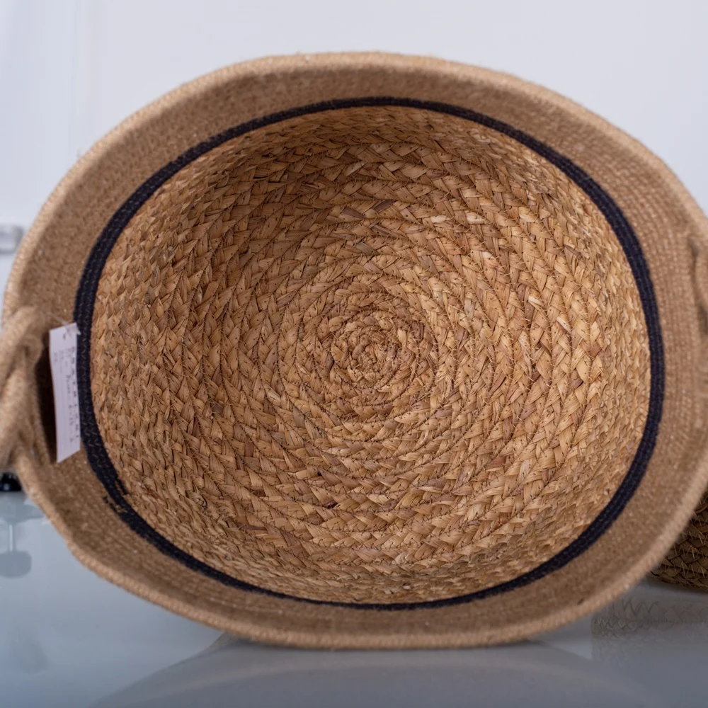 Manufacturers customized oversize high quality cotton rope Woven basket of water hyacinth grass with Chinese knot handle