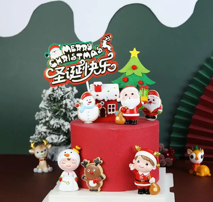Рождественские аксессуары, игрушки, украшения для тортов, подарочный набор, рождественские украшения, домашний декор