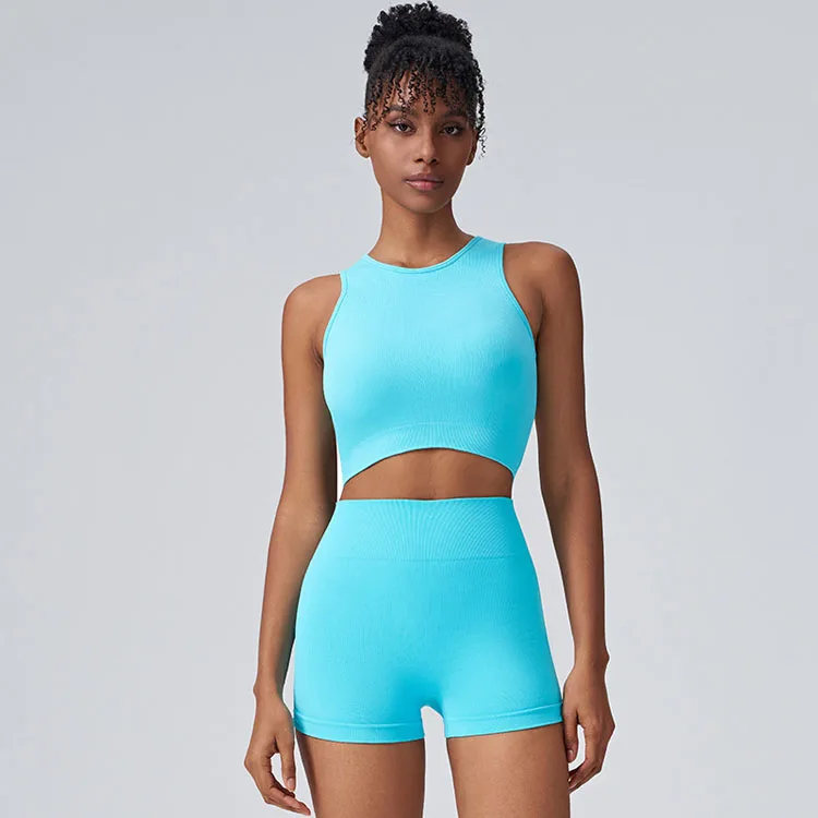 Summer new design women hollow high end candy color backless sexy and breathable yoga set