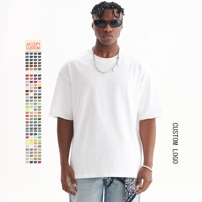 Crew neck heavyweight 100% cotton tee oversized tshirt blank t-shirt custom high quality print logo t shirt for men