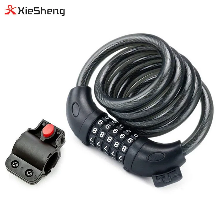 High quality 5 Digital Cable Bike Lock 1200mAh Anti-theft combination bicycle cable lock with password bike lock