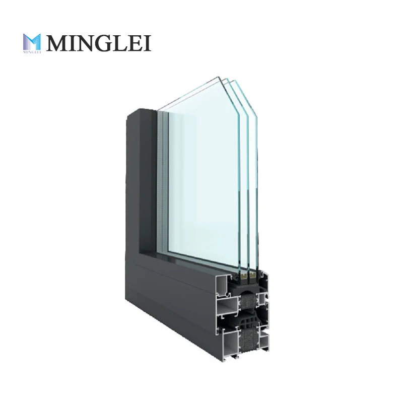Minglei High Efficiency Tempered Glass Windows Aluminum Thermal Break Triple Pane Windows
