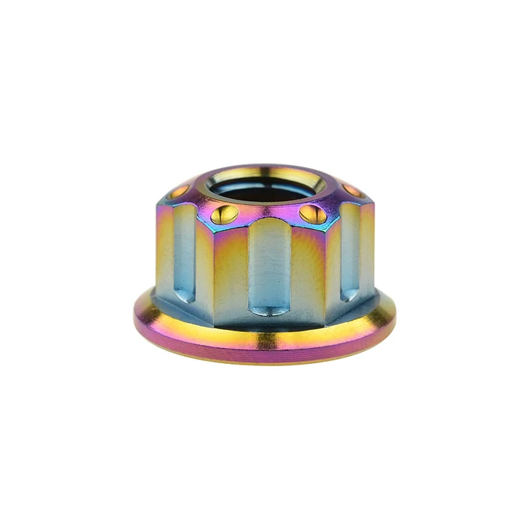 Custom manufacture M6 M8 M10 M12 M14 TC4 GR5 titanium Ti motorcycle hex head flange nut