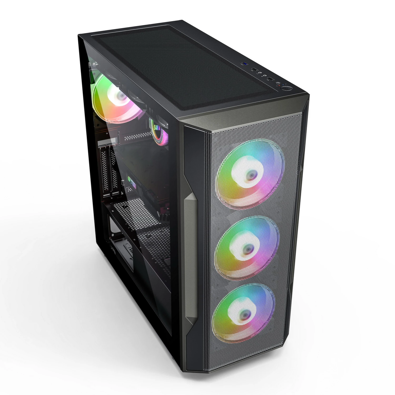 SAMA высокопроизводительный корпус atx сетчатая Передняя панель полностью башни компьютера из закаленного стекла