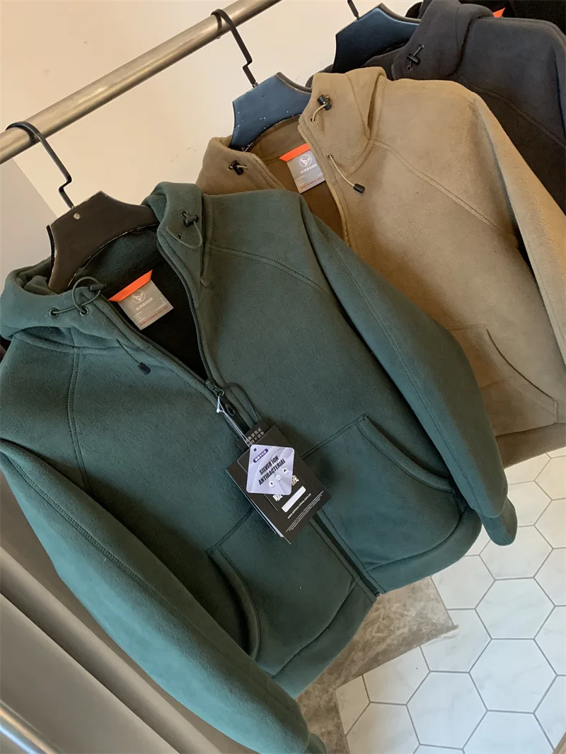 OEM Custom 700gsm Polar Fleece Polyester Oversized High Quality Graphic Screen Print  Blank Men Full Zip Hoodie