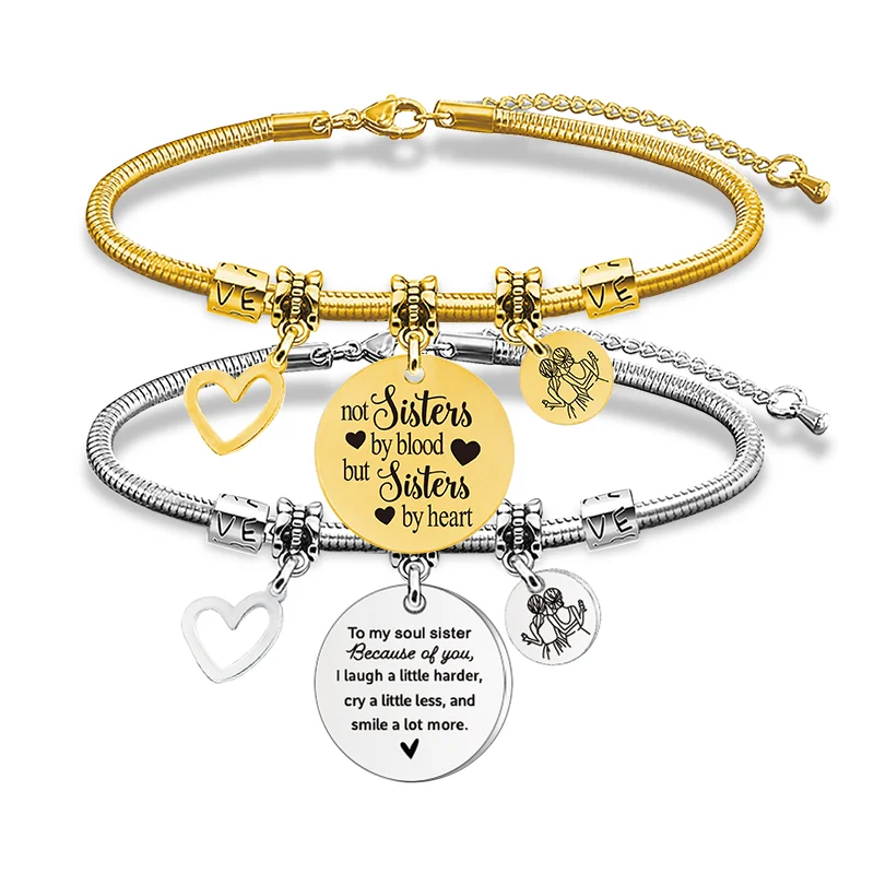 Ywganggu Unisex Custom Snake Bone Stainless Steel Best Friend Bracelets Matching Jewelry for Best Friends of Any Gender