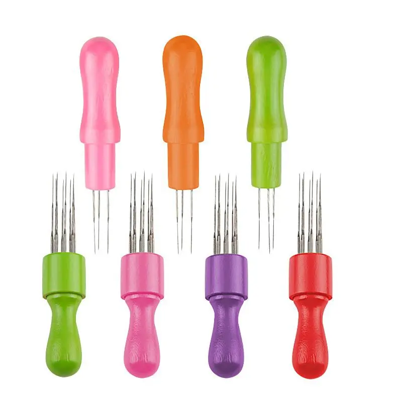 3 needles felting kit 8 needles Colored Wool Felt Tools Poke Wood Handle Felting Needles