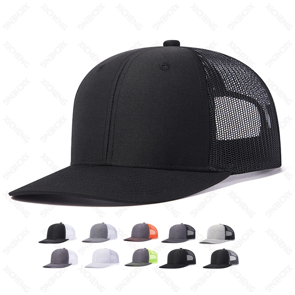 Wholesale custom logo embroidery 112 design 2 two tone trucker cap adjustable 6 panel fitted trucker hat for outdoor