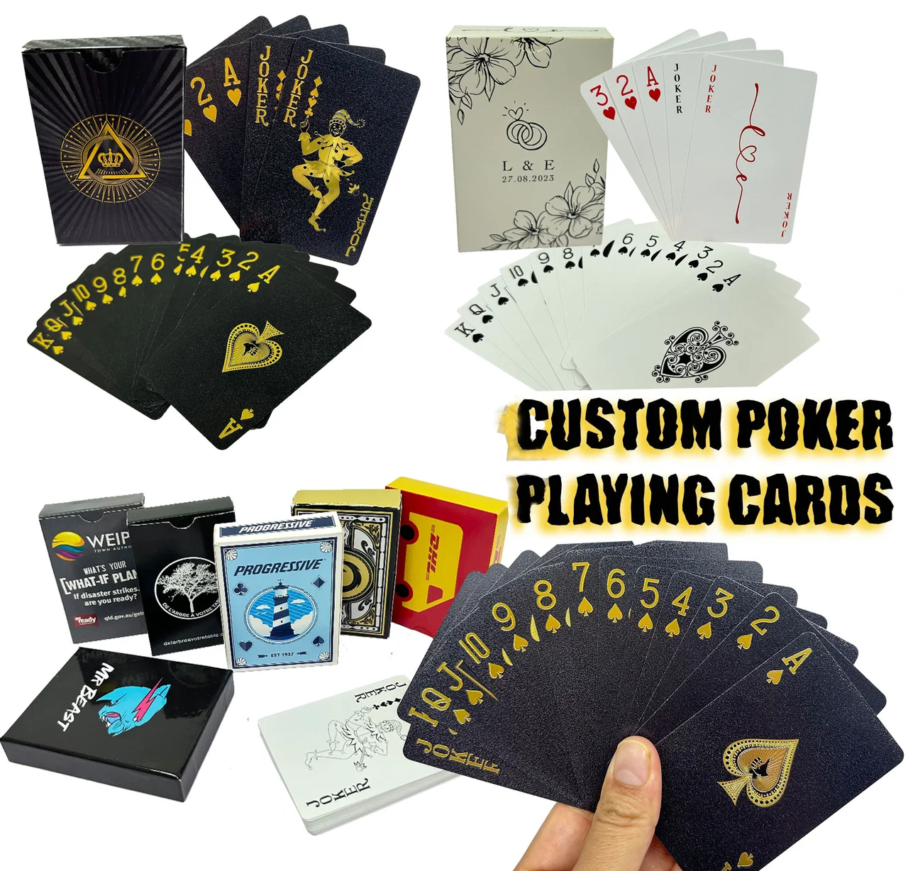 Custom Design LOGO Poker Deck Game Waterproof Sample Bridge Printing Wholesale Paper PVC Plastic Poker Playing Cards With Box