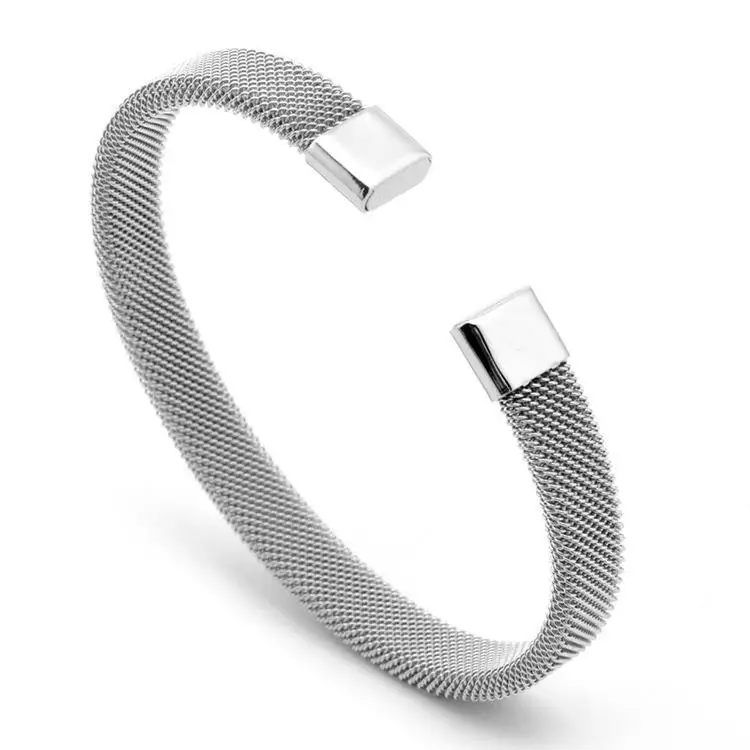 Top Quality Fashion 8MM/10MM Stainless Steel Mesh Cable Metal Bangle Cuff Bracelet For Men and Women
