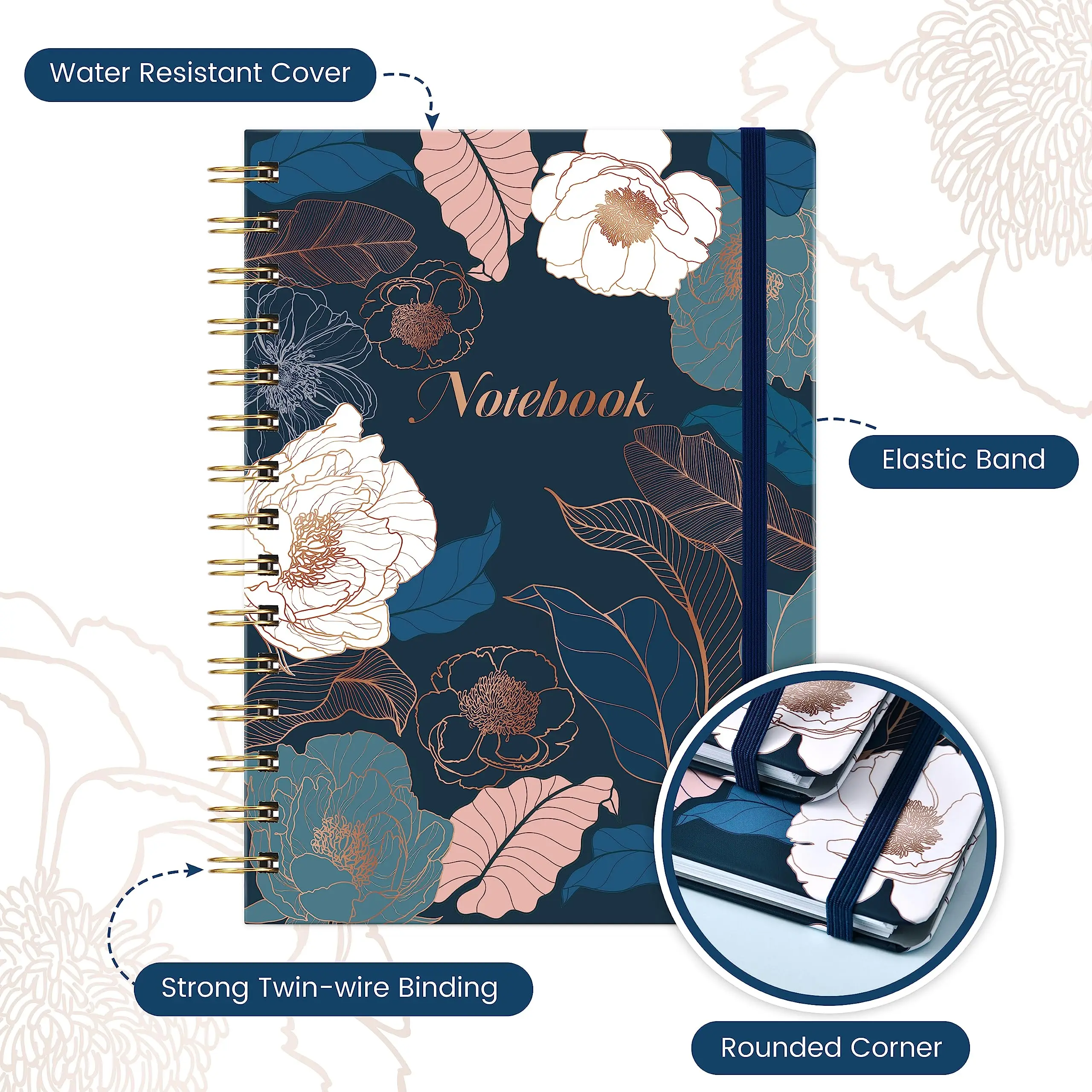 Custom bulk cheap spiral notebook suitable for school office and home pocket hardcover lined journal
