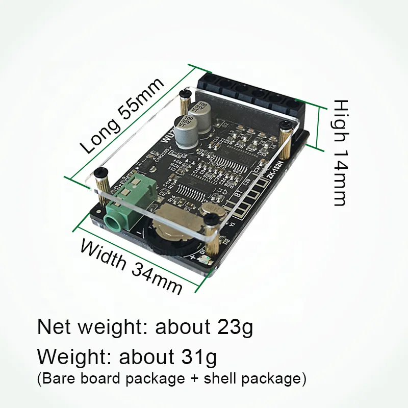 ZK-152H 2*15W Dual Channel Mini Ble Stereo Digital Power Amplifier Board Module