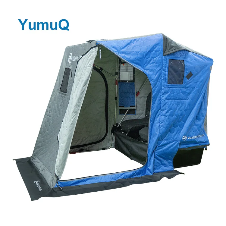 YumuQ 184x150x152cm Winter Outdoor Windproof Ice Fishing Tent, 3 Layers Cotton Fabric Fishing Bivvy Tent On Sled For 2 Person