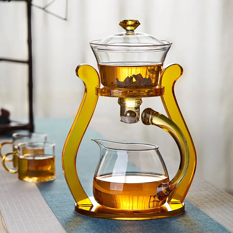 Classical Palace Style High Borosilicate Glass Tea Set Household Magnetic Tea Maker Pot