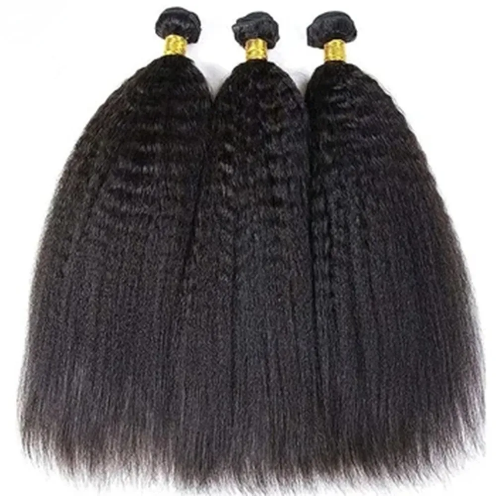 Kinky Straight Bundle Deal Wholesale Unprocessed Human Hair Bundles Natural Black Color Human Hair Extensions Double Drawn