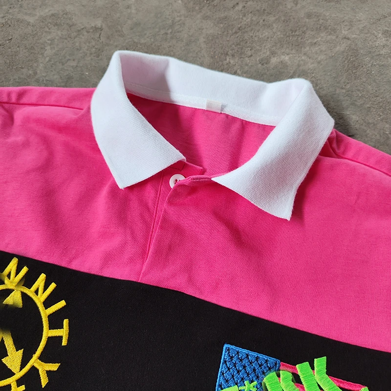 YSJY Streetwear Custom Logo Boxy Fit Tee Cotton Embroidery Printed Knitted Polo Cropped T Shirts For Men