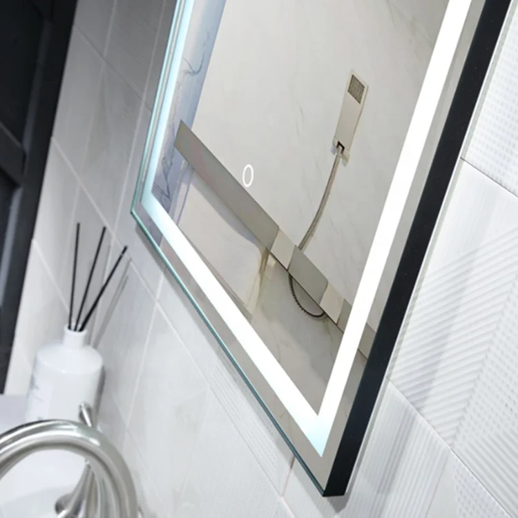 OEM Bathroom Vanity Mirrors For Wall With Metal Color black Frame led mirror