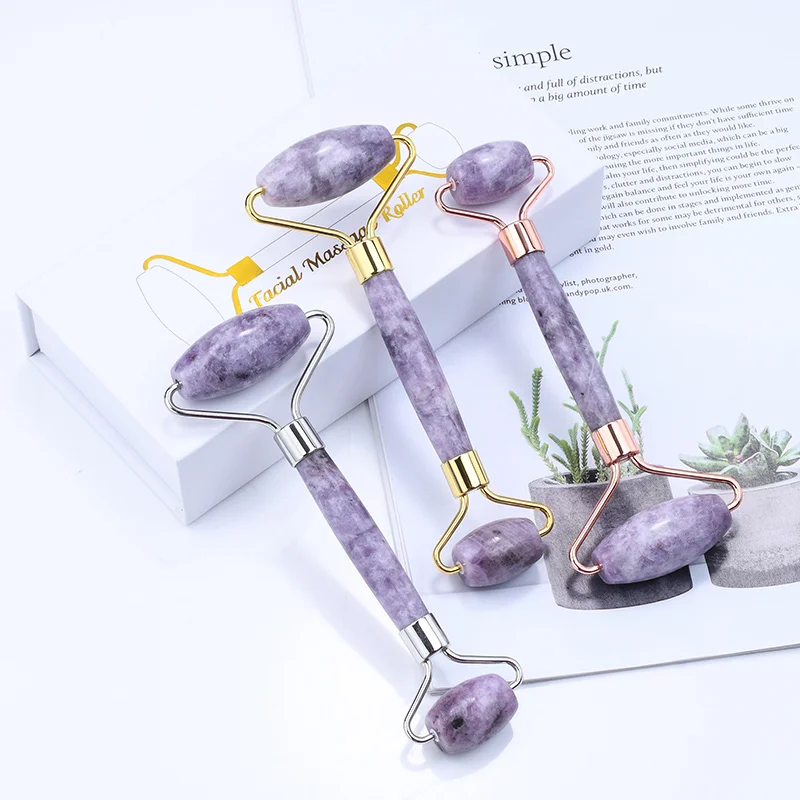 Custom Logo Low MOQ Anti-aging Face Skin Care Massager OEM/ODM Natural Purple Jade Facial Lifting Roller