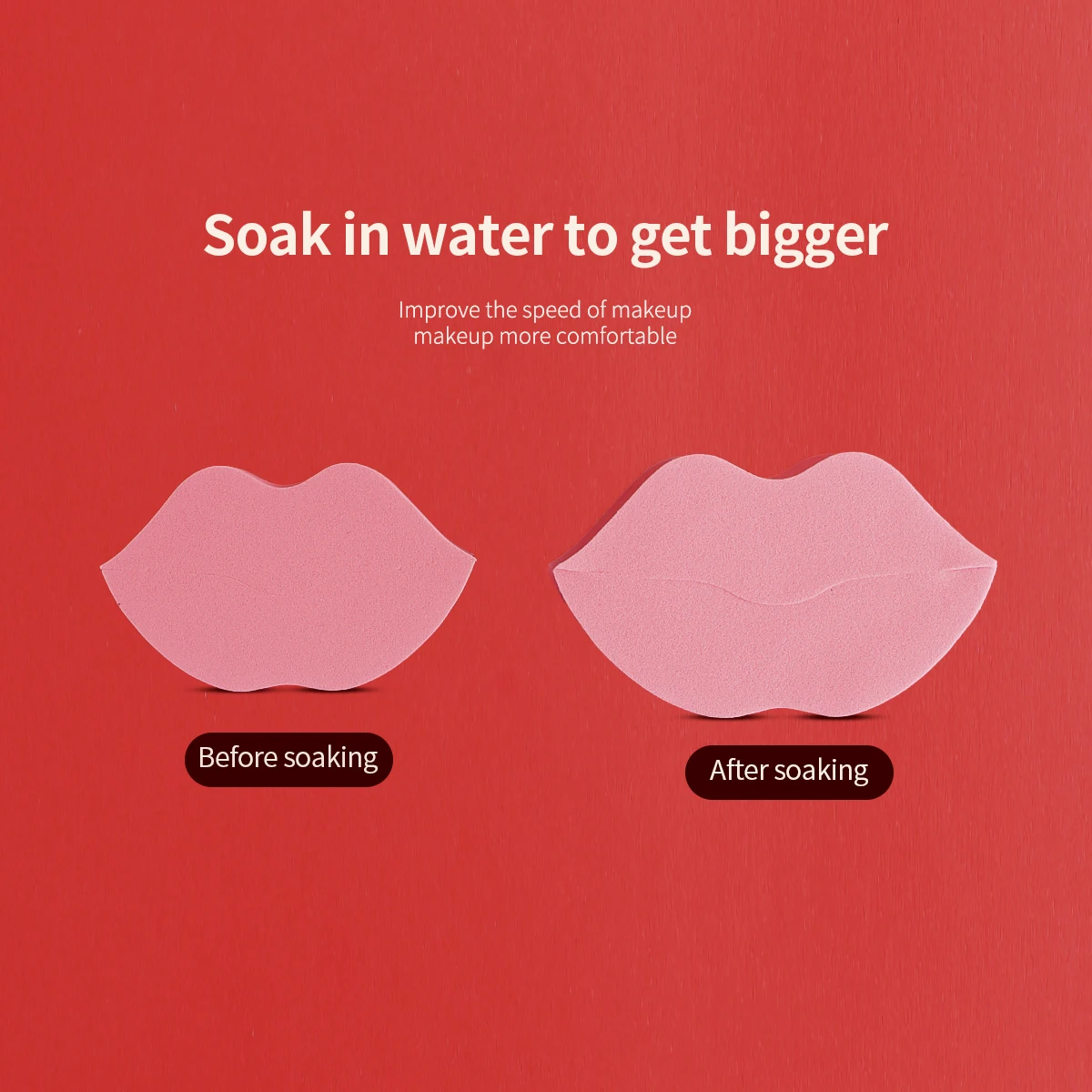 High Quality Soft Cotton Lip Shape Beauty Egg Cosmetic Puffs Washable and for Foundation and Eye Makeup Application