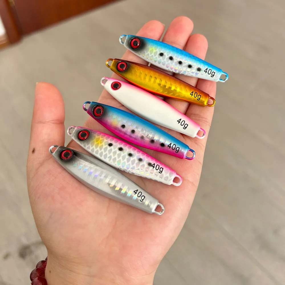 30g 40g 60g 80g 100g  glow metal casting jig lure with BKK assist hook