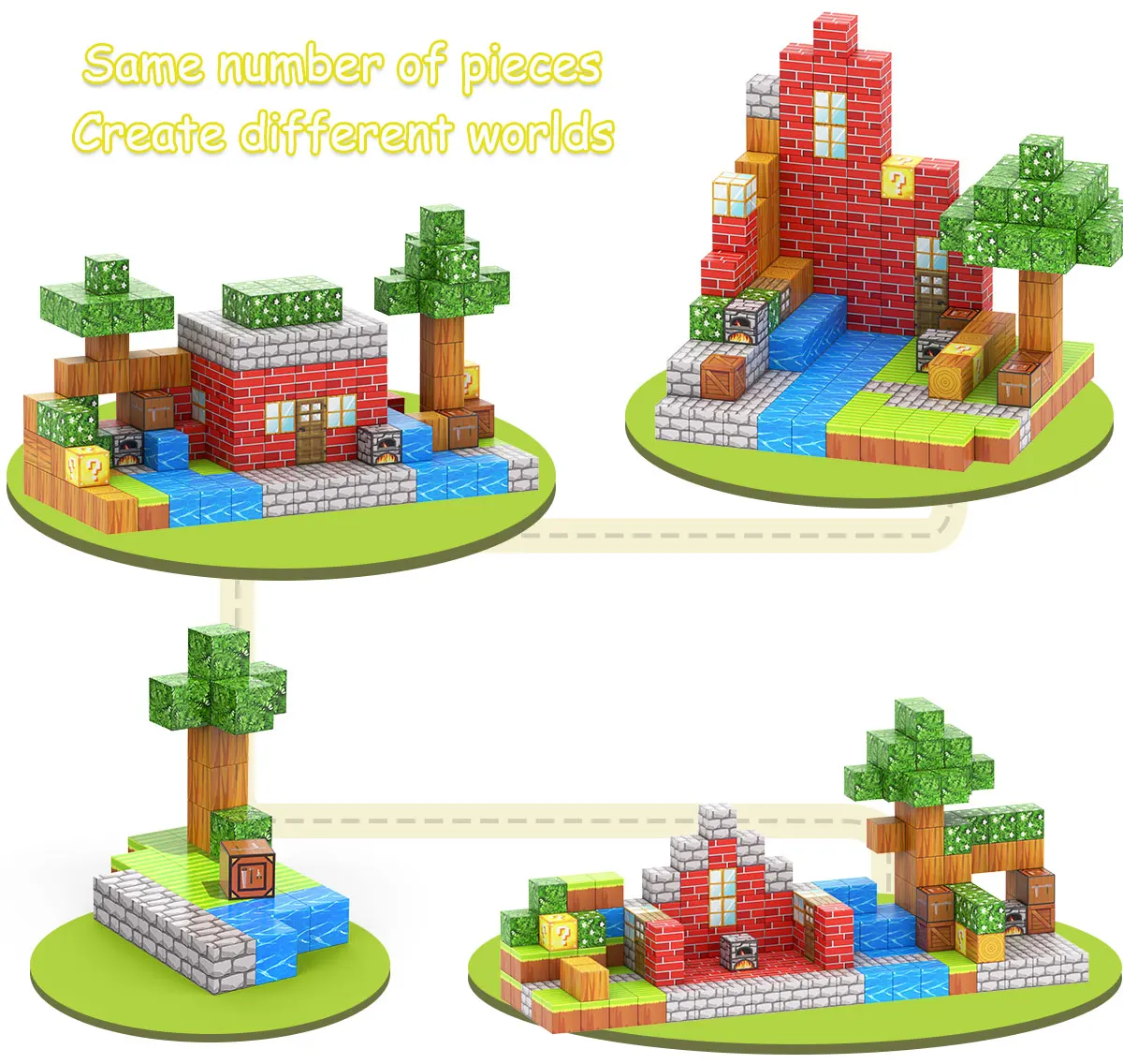 Educational Decompression Snow House My World DIY Cube 3D Puzzle Magnetic Toy Blocks For Children