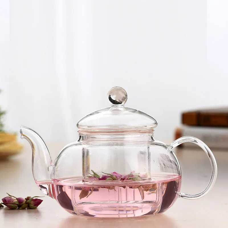 Modern Design Large Capacity Borosilicate Glass Teapot Set Heatproof Transparent Infuser with Removable Loose Tea Glass Water