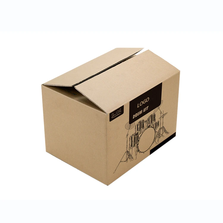 Single Wall Corrugated Kraft Shipping Boxes With Black Custom Logo