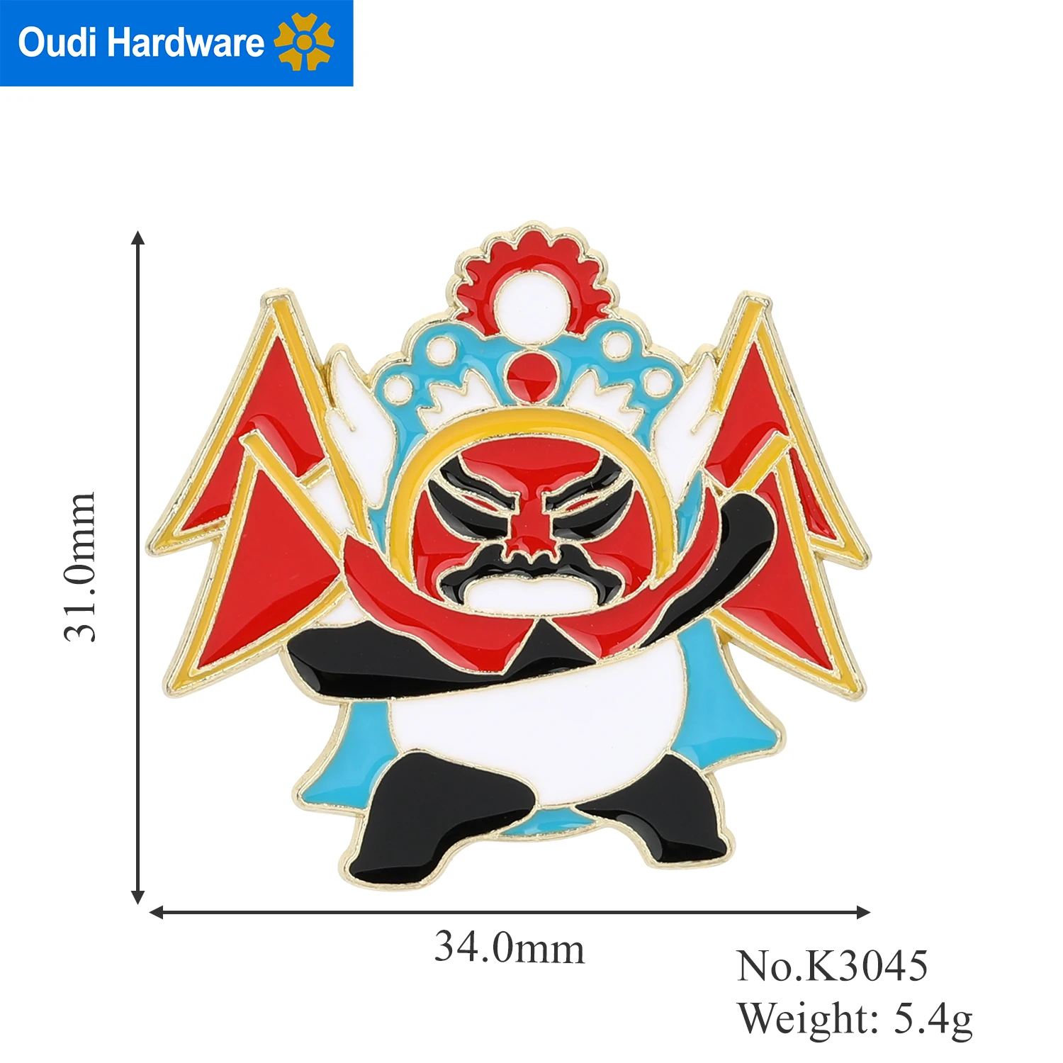 K3045 34*31 мм Panda Peking Opera металлическая брошь по индивидуальному заказу