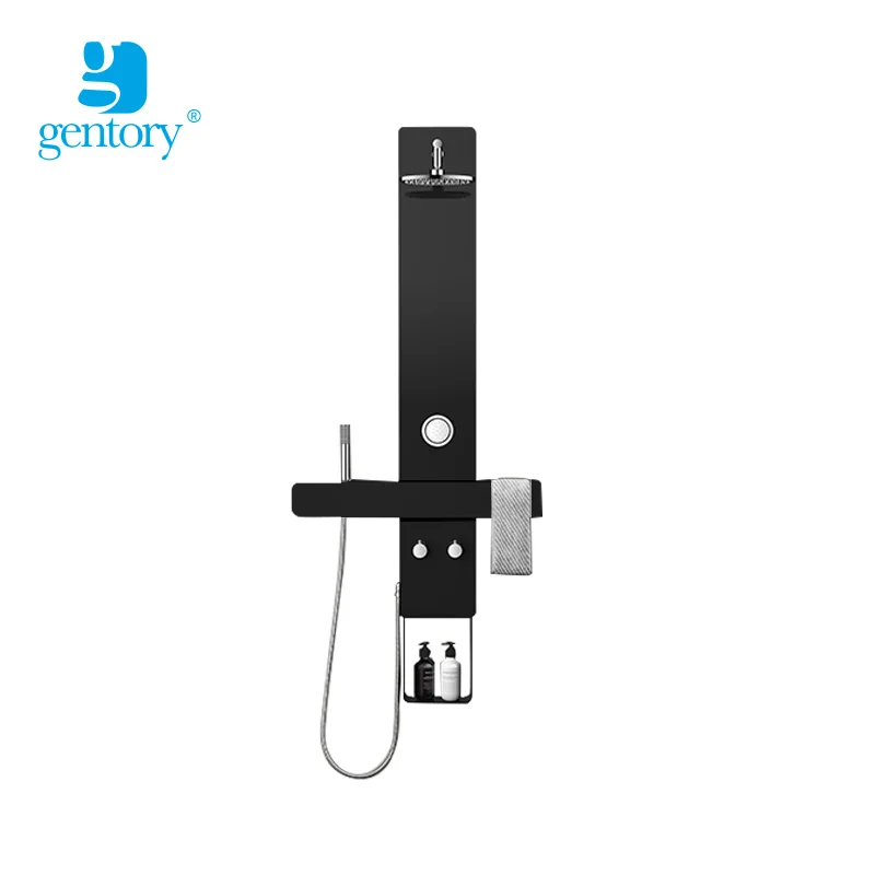 New design glass shower panel with black painting Aluminum Alloy mampara de ducha GA006-2