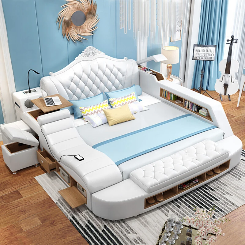 Home furniture bedroom queen leather bed beautiful double bed bedroom set