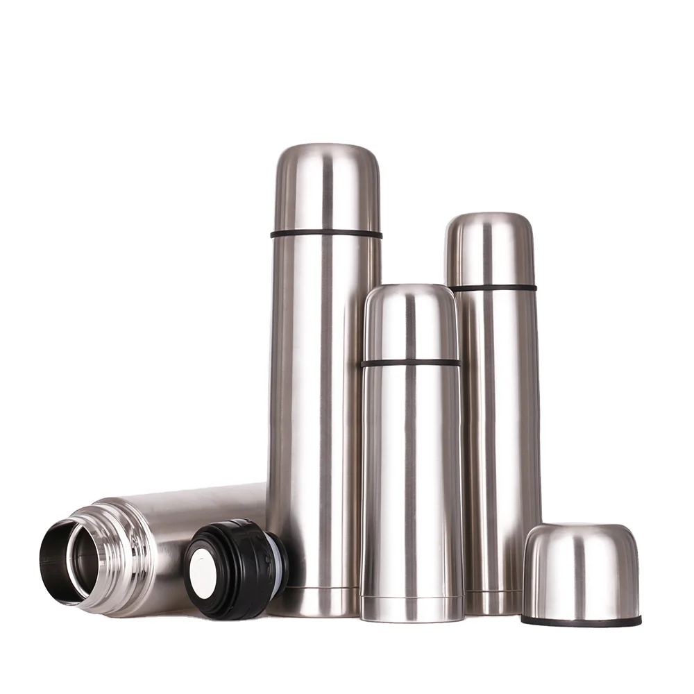 Hot seller stainless steel vacuum water flask with carry strap 750ml +2*300ml with black leather
