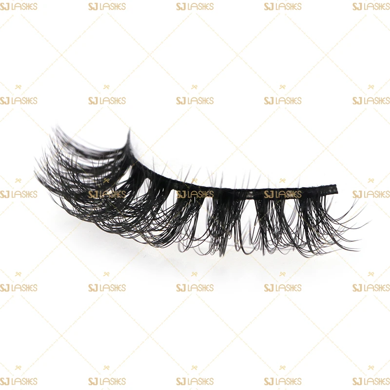 SJ Lashes Handmade Full Volume 3D Mink False Eyelashes Super Curly Fluffy Lashes Wholesale