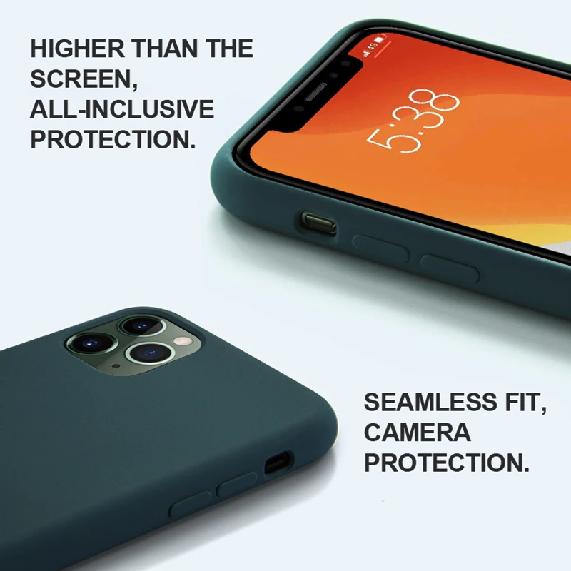 
Free shipping For iPhone Case Original Liquid Silicone Soft Cover For iPhone 11 12 Pro X XR XS Max Shockproof Phone Case 