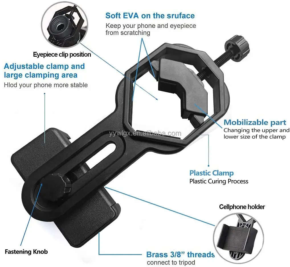 Universal Telescope Camera Adapter Cell Phone Adapter Mount Clip Bracket Mount Holder for  Binoculars Monocular Microscope