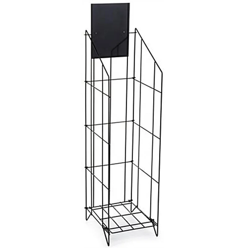 Wholesale wire newspaper display stand rack two tiers metal magazine display holder for supermarket promotion
