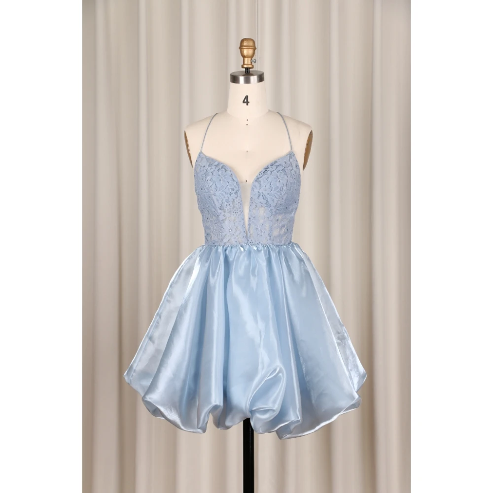 2025 Summer Puffy V-Neck Homecoming Evening Dress See-through Organza For Wedding Party Dancing Skirt Dresses Bridesmaid