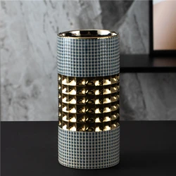 Home centerpiece decoration art porcelain flower vases embossed handicraft ceramic modern luxury vase for decor