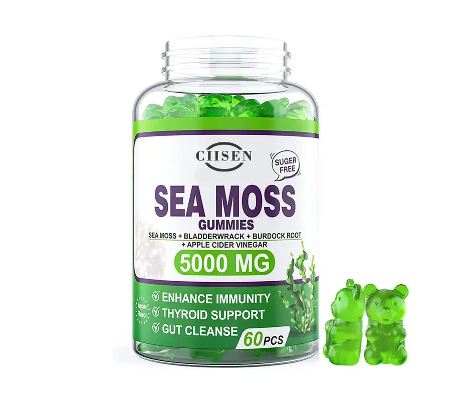 OEM Sea Moss Gummies Organic Seamoss with Maximum Potency Bladderwrack and Burdock Root Supports Skin and Joint Health